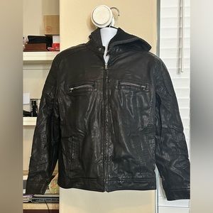Men's  leather jacket Rock & Republic  size M with hood